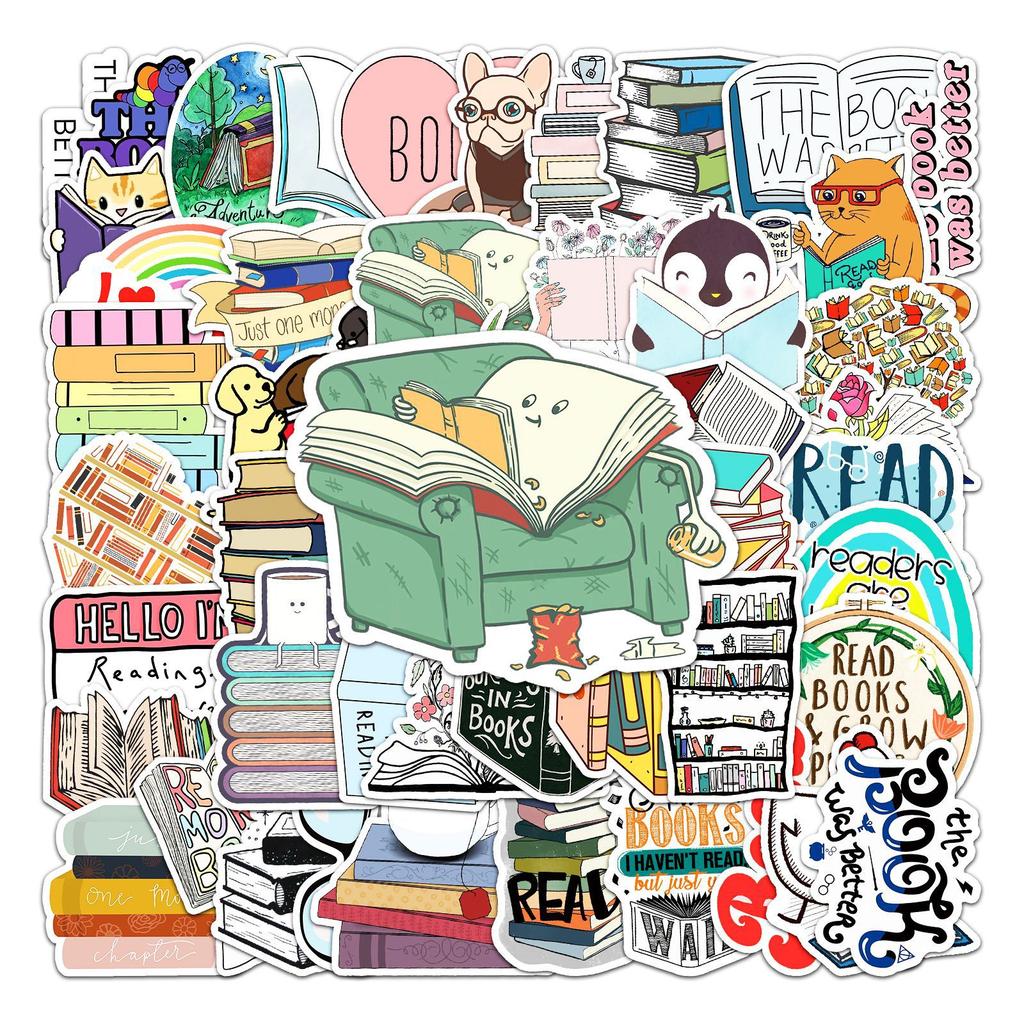 50 Reading Doodle Personality Cartoon Children's Gauze DIY Skateboard Water Cup Suitcase Stickers Waterproof