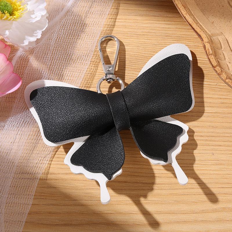 Double-Layer Wing Butterfly Leather Keychain 1Pcs Handcrafted Pendant Durable Keyring for Car Key Bag BFF Small Gift for Women