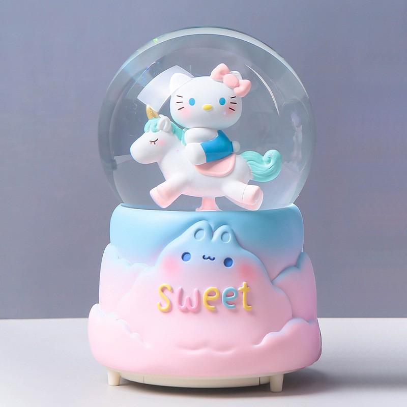 Drehende Karussell-Spieluhr mit Schneekugel-Effekt Kindergeburtstagsgeschenk Dekorative Harz-Musikinstrument Spielzeug