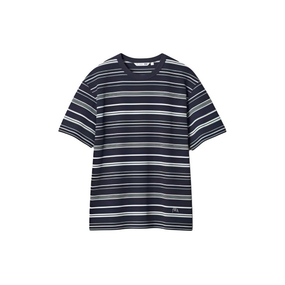 Uniqlo X Jw Anderson Color Block Striped Crew Neck Short Sleeve T-Shirt Men Tops Navy 469054-69