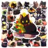 50 100Pcs Cute Black Cat Stickers Laptop Phone Case Notebook Scrapbooking Car Vinyl Waterproof Cartoon Cats Decal Kids Gift Toy