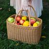 Korb Gewebt Weide Aufbewahrungskörbe Tasche Picknick Rattan Blume Strand Mit Griff Stroh Markt Obst Tragetasche Für Geschenk Hand Einkaufen