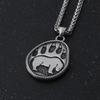 Bear Paw Pendant Necklace Protection Amulet Stainless Steel Norse Viking Bear Necklace for Men Women