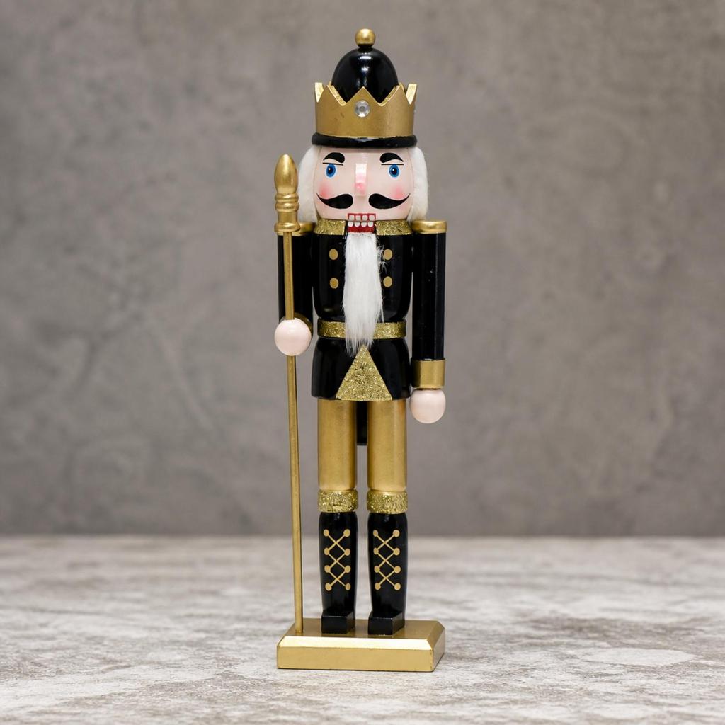 Wooden Nutcracker Guard Tabletop with Display Base Festive Freestanding Holiday