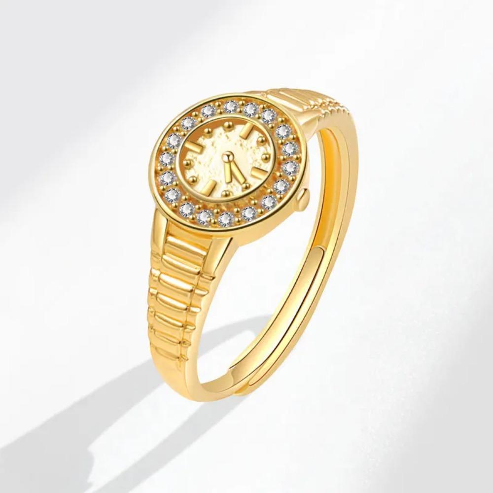 Engagement Rings for Women Stainless Steel Watch Shape Open Ring Adjustable Anillos Wedding Band Jewelry Accessories Gifts