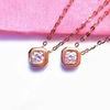 Copper plated rose gold White Zircon necklaces Simple Charms Small Round Square Pendant Engagement collar chain fine Zircon