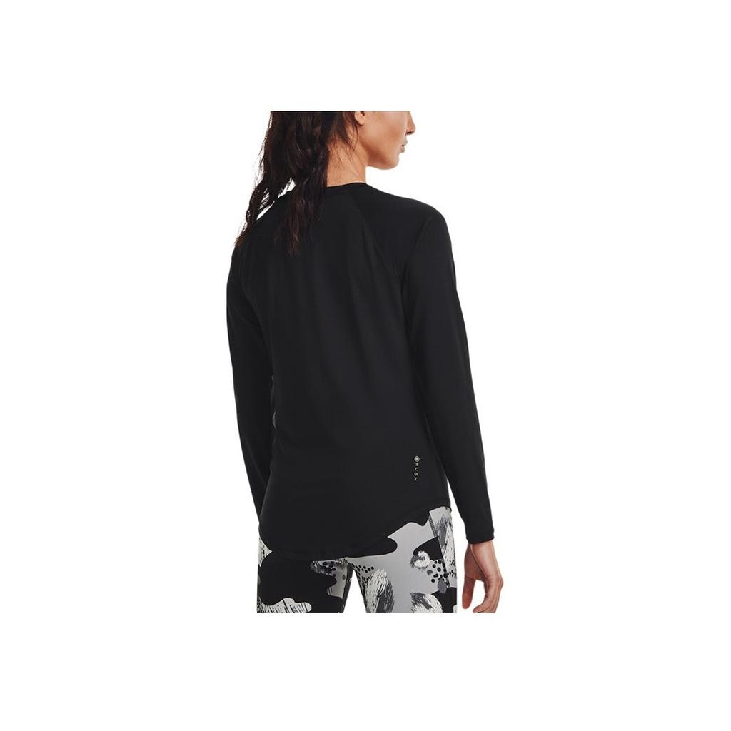 Under Armour Casual Round Neck Running Training Long Sleeve T-Shirt Women Tops Black 1368179-001