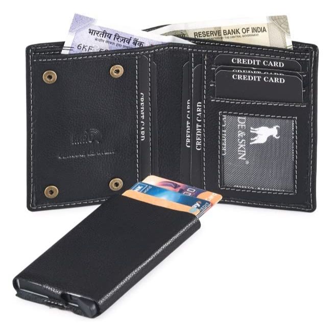 Кошелек из натуральной кожи с металлическим логотипом и съемным футляром для карт — фото 7