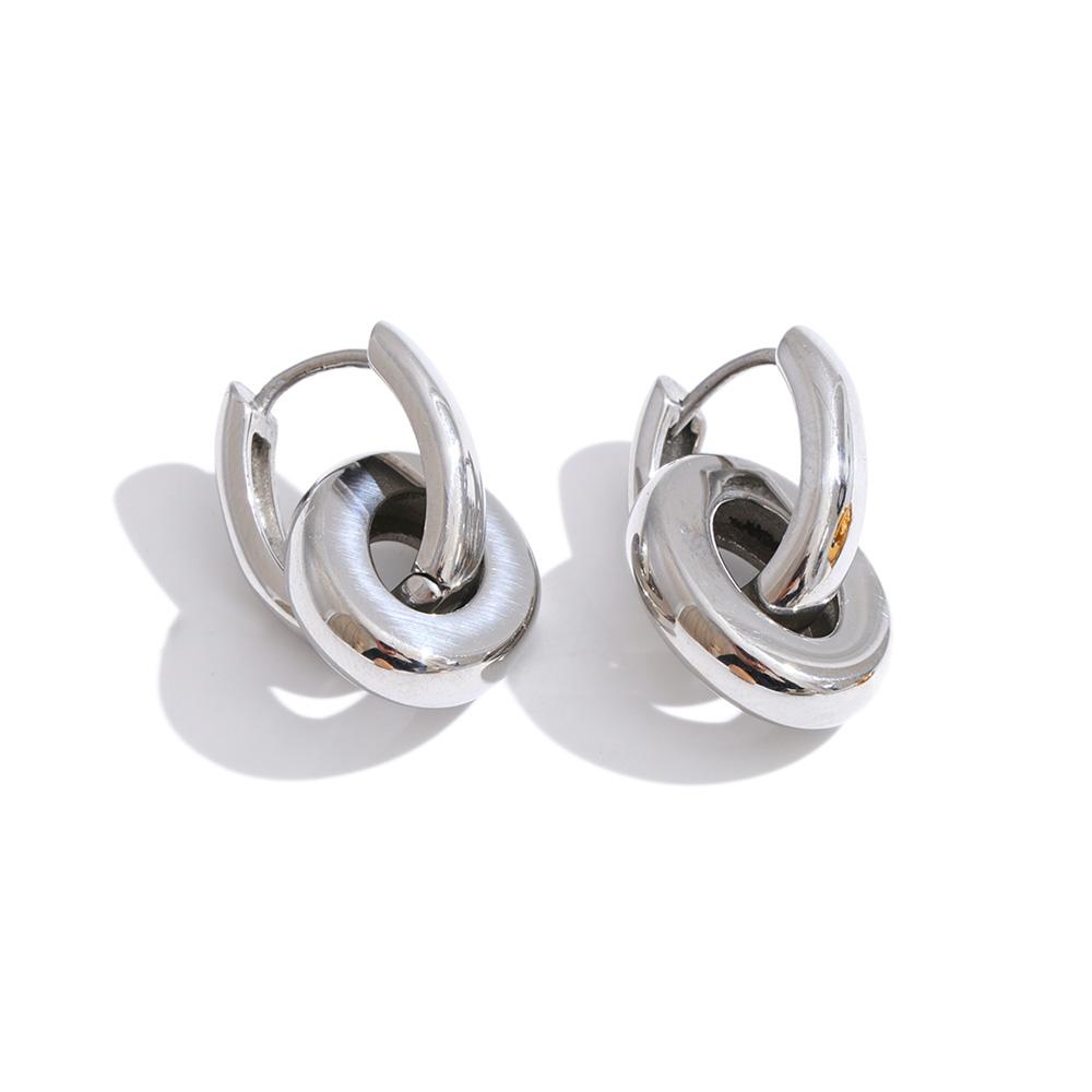 Yhpup Daily Stainless Steel Geometric Hollow Oval Drop Hoop Earrings 18K Golden PVD Plated Versatile Wear Jewelry Basic Classic