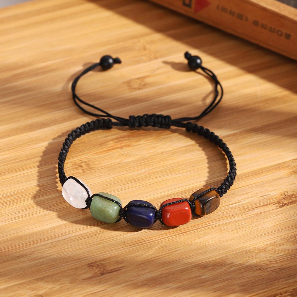 Classic 7 Chakra Beads Bracelet Natural Stone Black Rope Braided Yoga Reiki Healing Balance  Bangles For Women Men Jewelry Gift