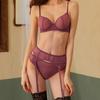 Nieuwe Vrouwen Ondergoed Sexy Kant ultradunne Push Up Bh Set Transparante Mesh Verleiding Lingerie 3 delige set Bh + Slipje + Kousenband