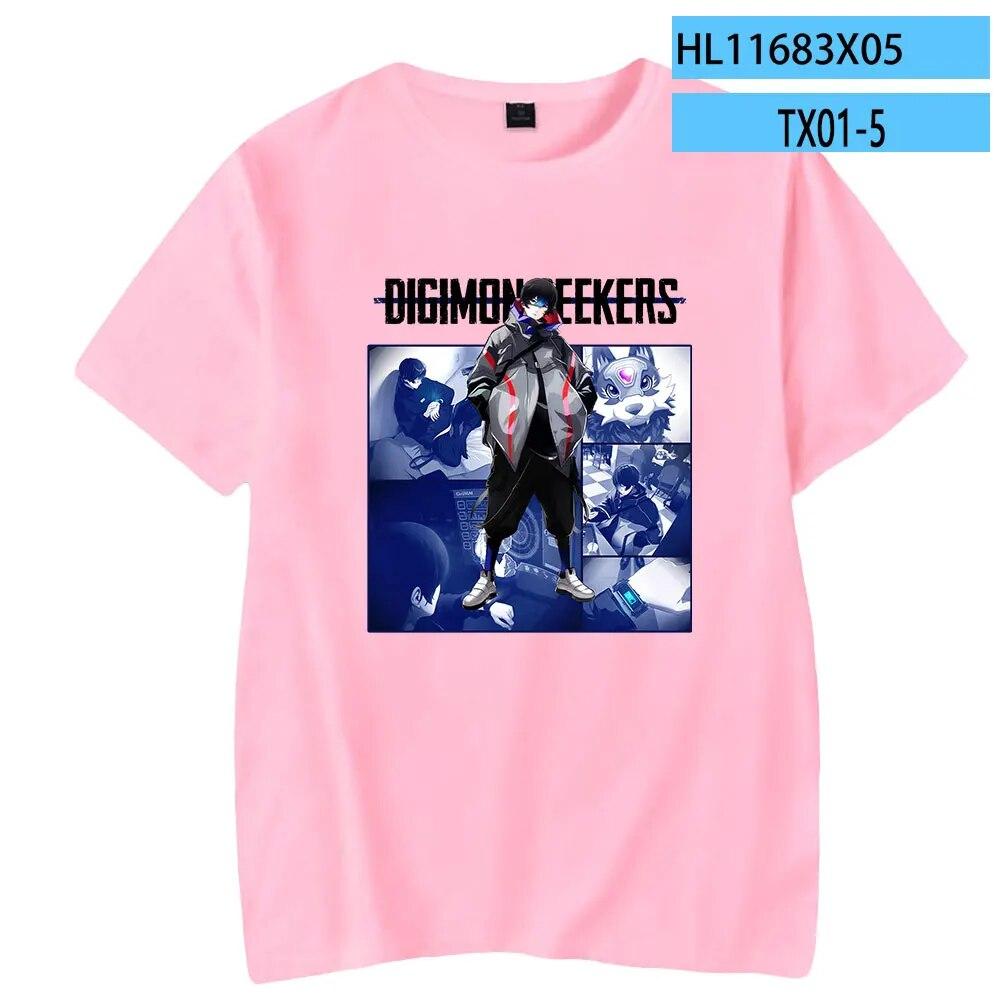 Digimon Adventure Anime 2023 Neues Digimon Seekers T-Shirt Crewneck Kurzarm T-Shirt Damen Unisex T-Shirt Harajuku Kleidung Unisex
