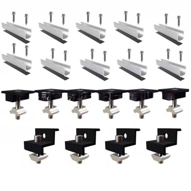 Solar Panel Mounting Brackets Set 4/6/10Pcs Mid End Clamps Rails Included Easy Install for Off Grid Solar System