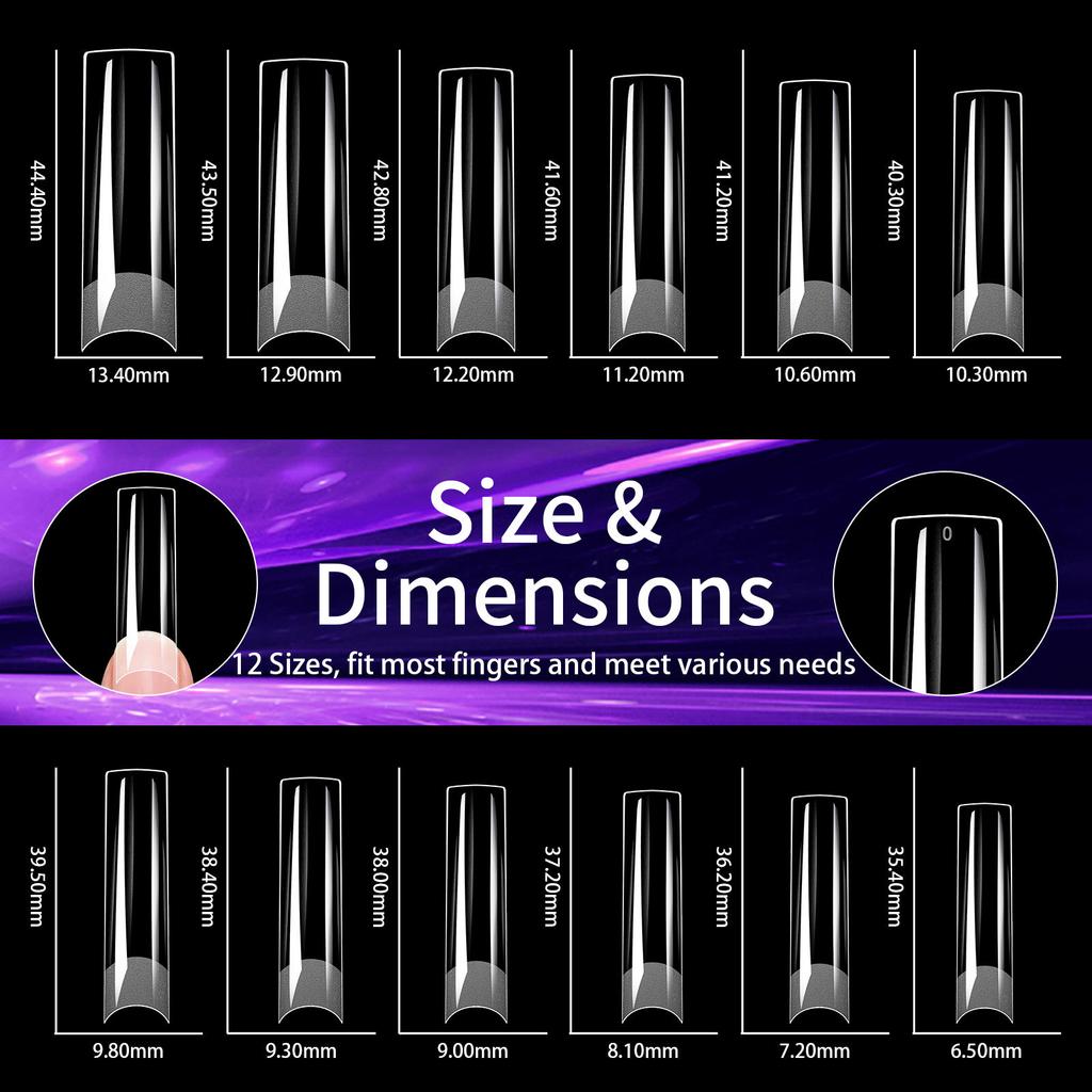 Nail Art Pads Extended Xxl Square Nail Translucent Matte Folded Non-Marking Water Drop Trapezoidal Fake Nail Patch 240 Pcs