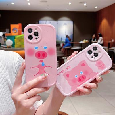 Cerdo Rosa Melocotón Imd Silicona Suave Funda Para Iphone 11 Xsmax 12 Pro Max 13 Promax X Xr A Prueba de Golpes Pareja Lindo Dibujos Animados Funda de Teléfono