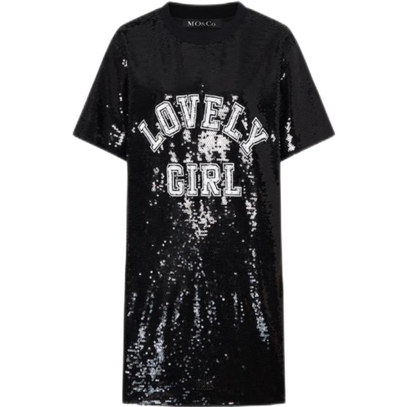 

MO&Co. Beaded Slogan T-Shirt Dress S 160