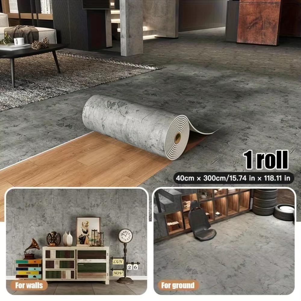 Self-Adhesive Vinyl Wallpaper Concrete Texture Thickened Foam Wall Panels Interior Decor 3M×40cm Waterproof Wall Stickers Home