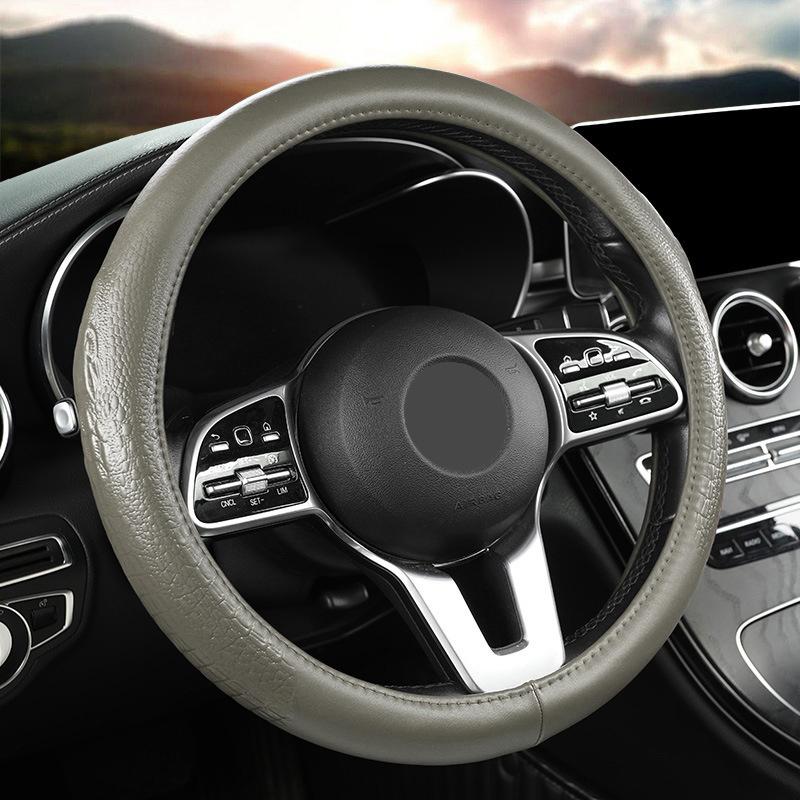 Crocodile Grain Steering Wheel Cover Rear Leather Protective Case Car Steering Wheel Universal Alligator Handle Cover D