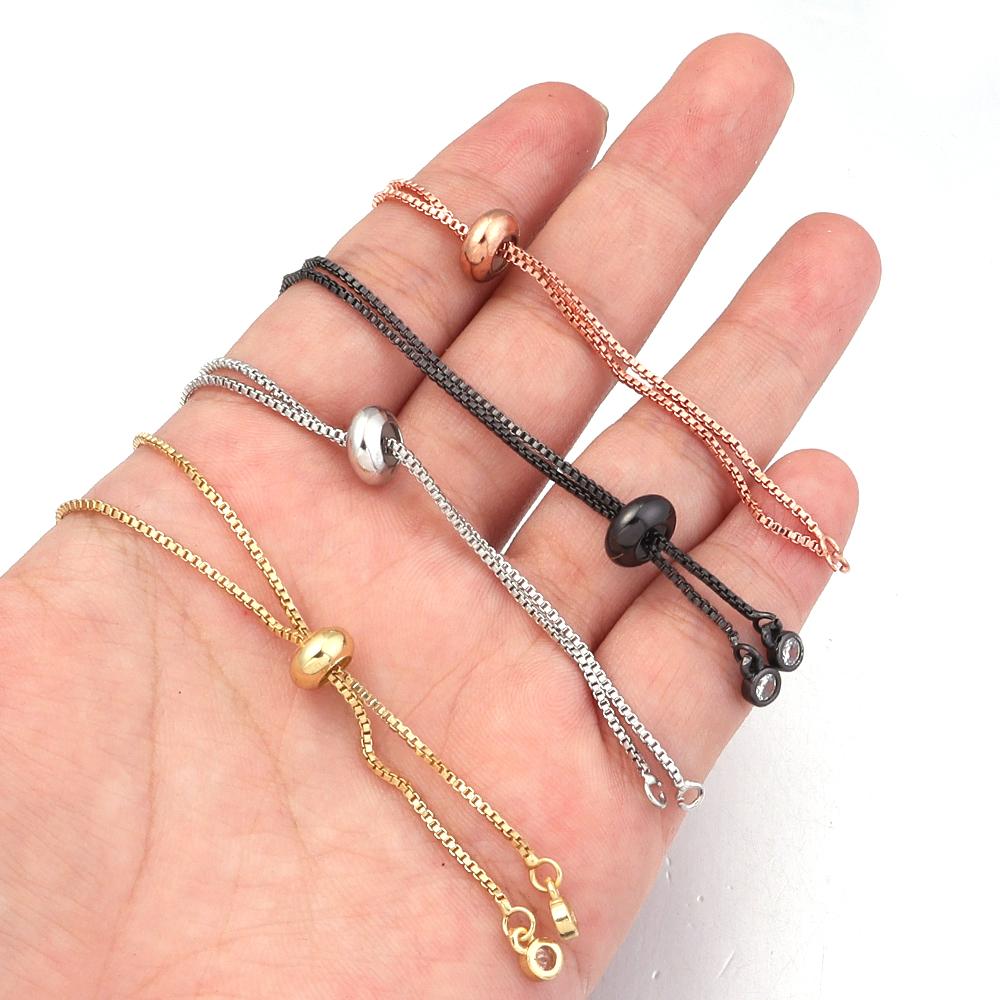 2pcs Copper Plated Adjustable Bracelet Extender Chains With Silicone Beads For Jewelry Making DIY Necklace Bracelets Accessories