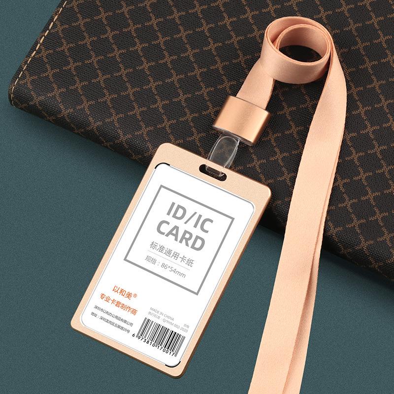 Aluminum Alloy ID Badge Holder with Lanyard for Employee, Student, or Conference Pass Customization