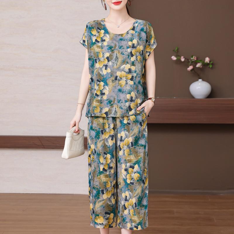 Elegant Women's Pants Sets Summer Vintage Clothes Casual Plus Size 2 Piece Sets