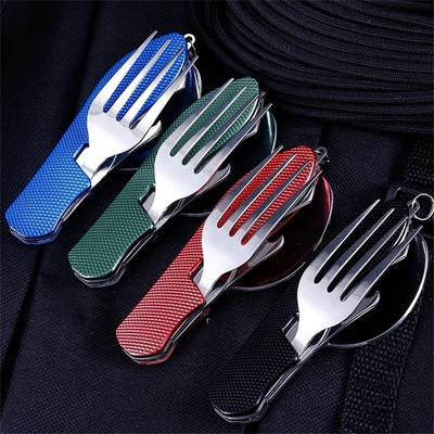 Juego de Utensilios de Camping Plegables - Combo Multifuncional de Cuchillo, Tenedor, Cuchara Para Actividades al Aire Libre y Deportes Camping Picnic Viajes