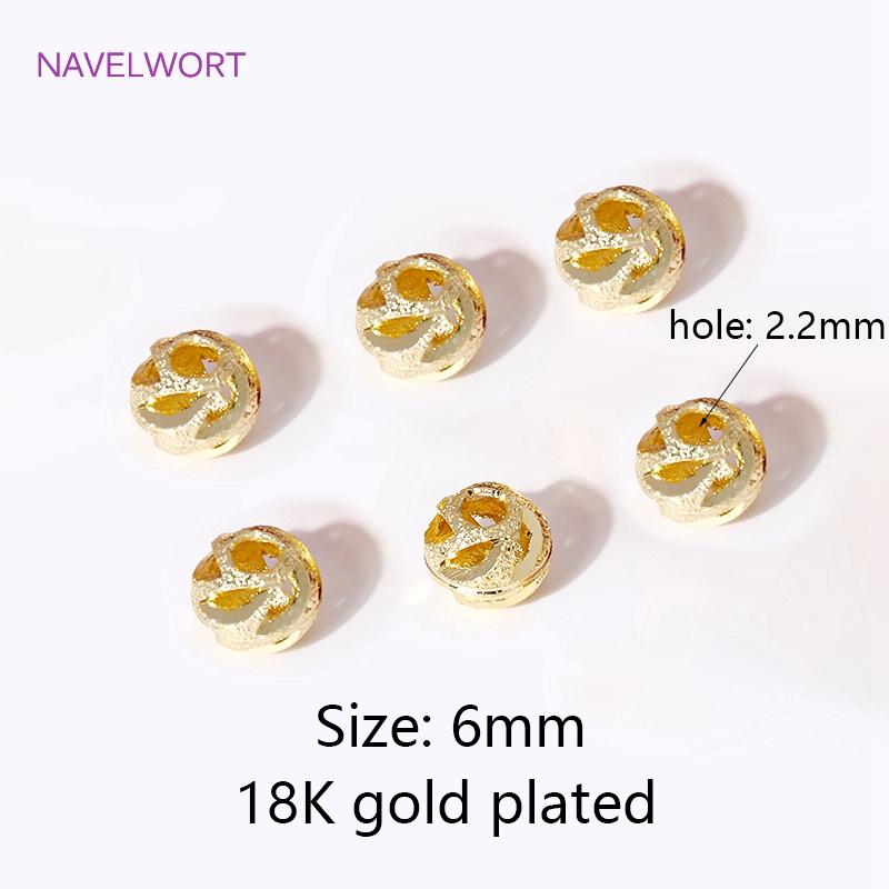 Brass 6mm Frosted Wheel Spacer Beads 18K Gold Plated Round Loose Beads For Jewelry Making DIY Jewelry Making Accessories