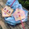 Portable Cartoon House Shape Fan Handcrafted Handwoven Handheld Cooling Fan  Summer Daily Cooling