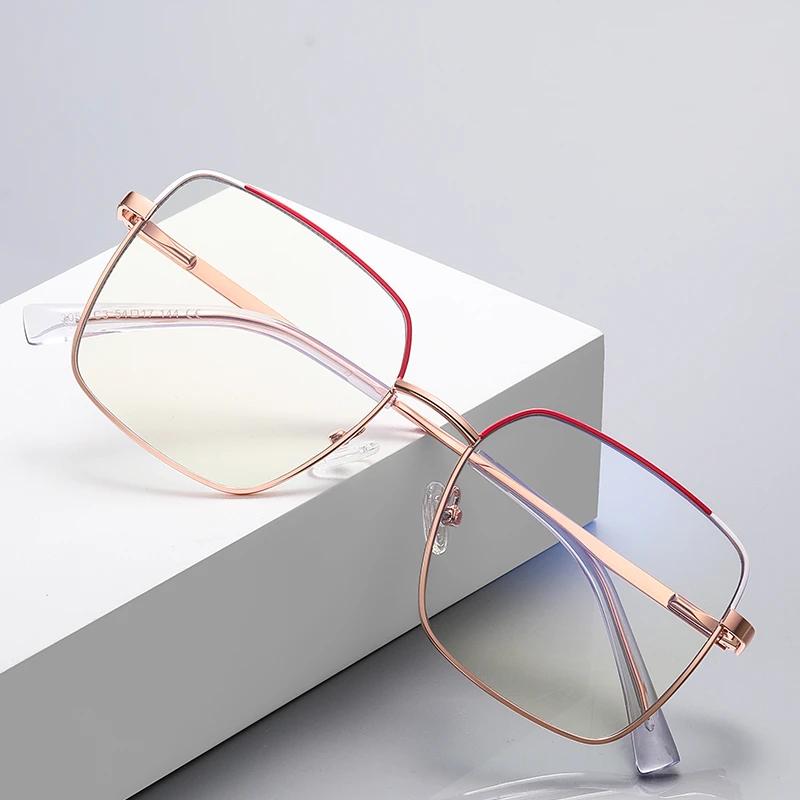 Red Rose Gold Square Prescription Glasses Anti Blue Light Photochromic Myopia Hyperopia Progressive Optical Eyeglasses
