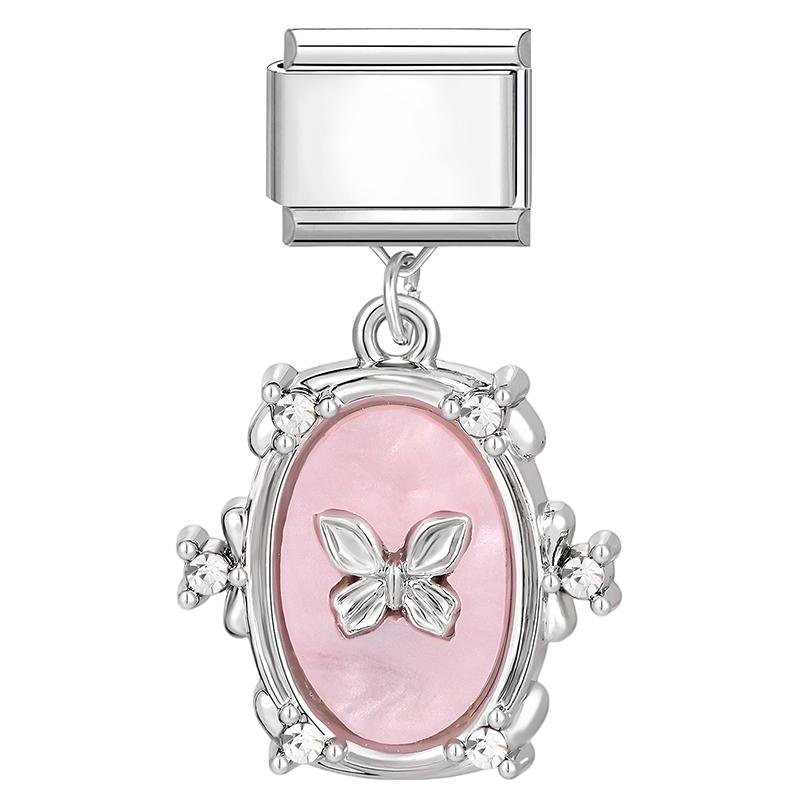 New Sweet Pink Zircon Heart Bows Cherry Moon Star DIY Making Bracelet Women Men Stainless Steel 9mm Italian Charm Links Fit