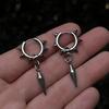 Gothic Style Punk Metal Personality Rivet Star-pointed Cone Hoop Pendant Earrings for Women Hip Hop Earring Charm Zircon Gift