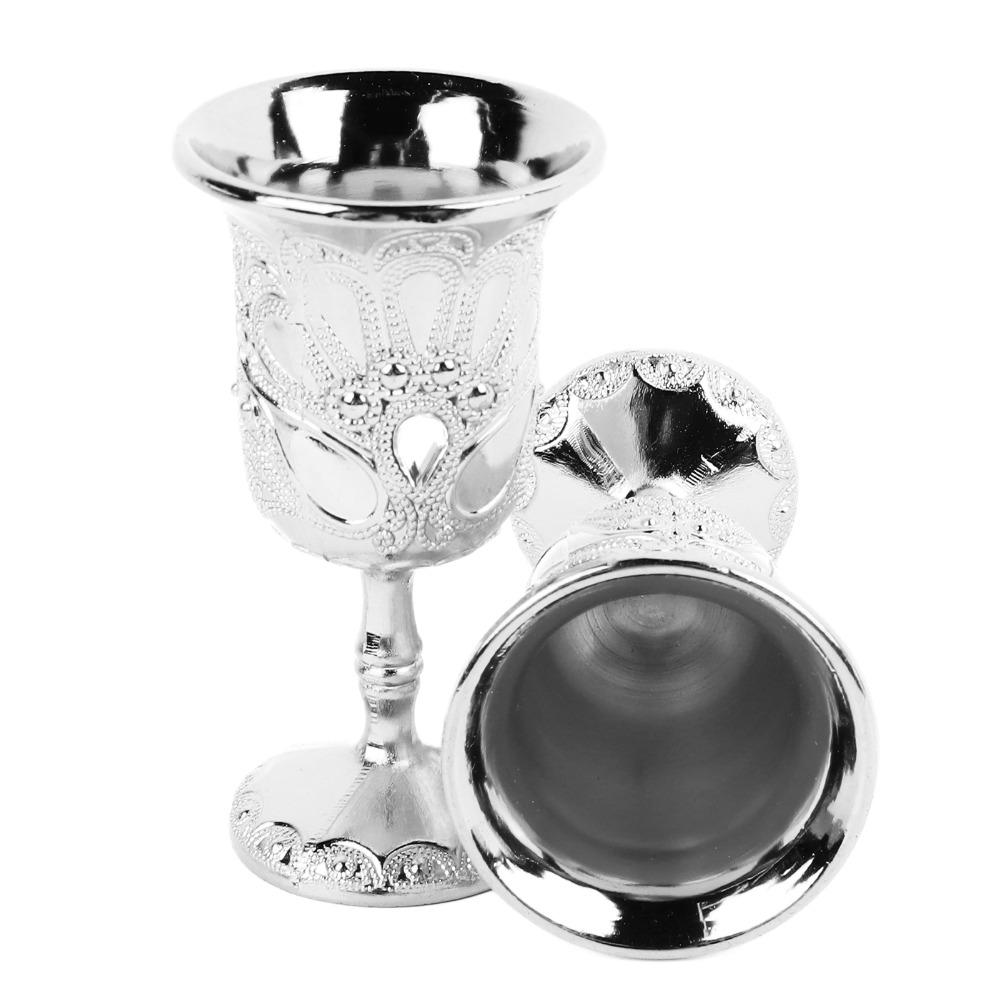 2pcs Silver Metal Wine Glass Exquisite Cocktail Glass Goblets & Chalices Chalice Goblet Banquet