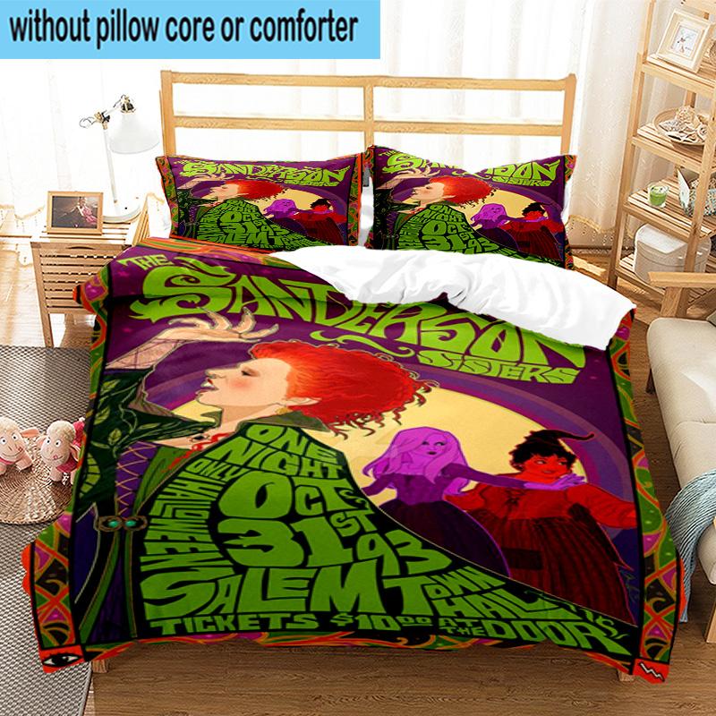 3PCS Halloween witches 3pcs Bedding,Including 3PCS Duvet Cover And 2pcs Pillowcases Perfect for Christmas,Ideal for Bedroom, Dormitory