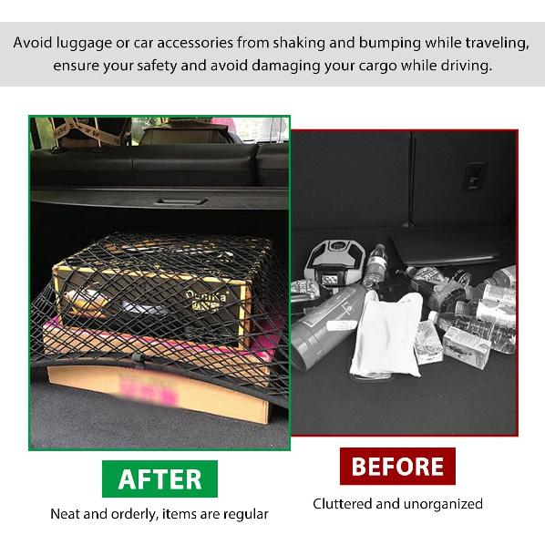 Elastic Cargo Net for SUV, 27.6 × 19.7 Inch Stretchable Mesh Trunk Bed Net with ABS Hooks, Adjustable Luggage Netting Cover Rear Cargo Organizer for