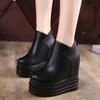 14CM Super High Heel Platform Ankle Boots for Women PU Black Wedge Shoes Back Zipper Plush Autumn Winter Short Botas Size 34 39