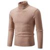 Men S High Neck Long Sleeve Twisted Knit Solid Color Youth Sweater
