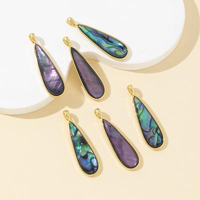 2Pcs Necklace Pendant Natural Shell Beads Drop-Shaped Pendant 40x11.5mm For Jewelry Making DIY Necklace Bracelet Earrings Accessory