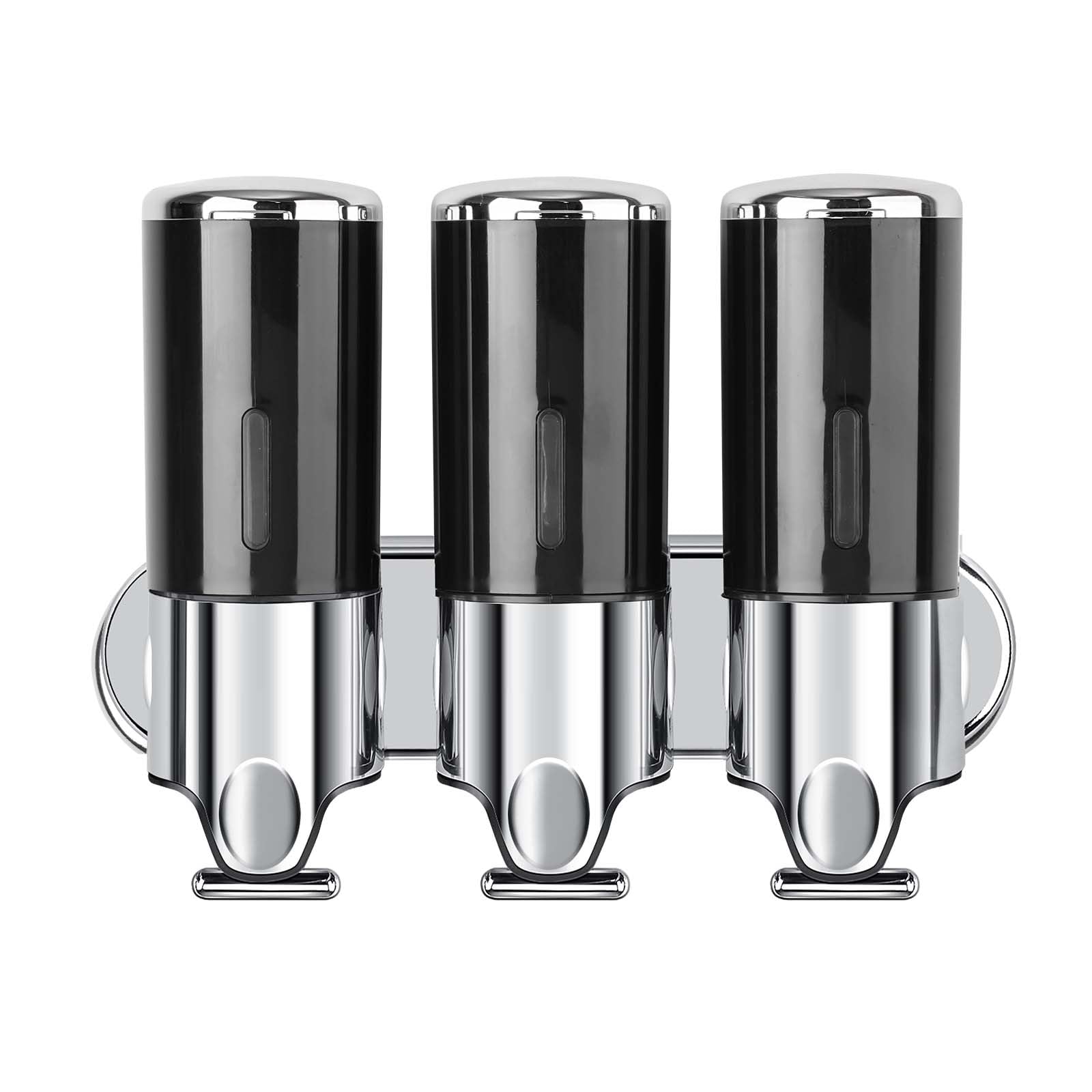 

Настенный диспенсер для шампуня и кондиционера 3 камеры Мыло Легко для тела Душ Мыло для рук и - Диспенсер, Заправка, Конструкция без капель, Шампунь, Кондиционер, чёрный