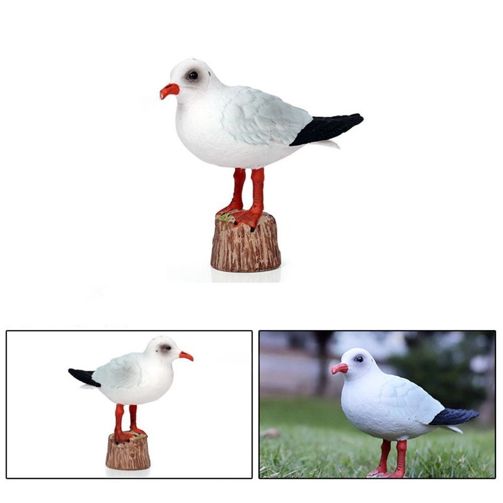 Cute Seagull Statue Cartoon Miniature Bird Figure Bird Animal Figures  Car Interior Decorations