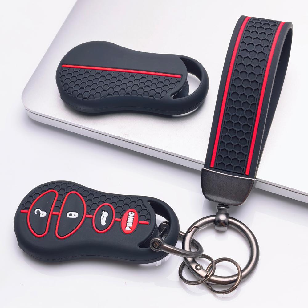 Key Fob Cover for Jeep Cherokee Charger Challenger Durango Grand Commander Magnum 300 with Keychain Anti-Scratch Surface Shockproof Structure