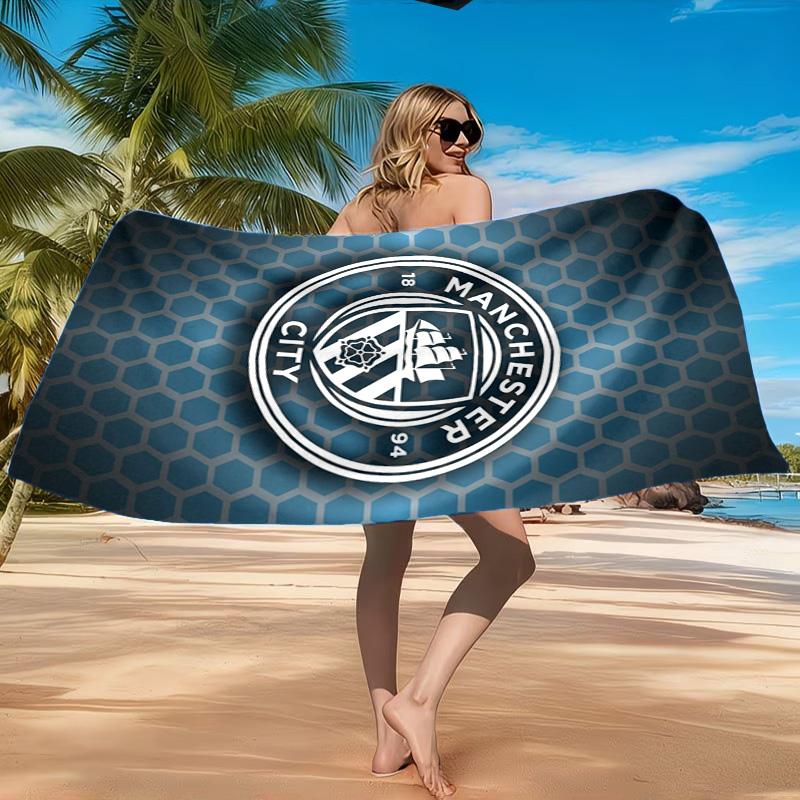 Asciugamano da Spiaggia in Microfibra Stampato City Football Club, Morbido e Assorbente, Asciugatura Rapida, Ideale per Viaggi Estivi, Essenziale per la Spiaggia, Piscina