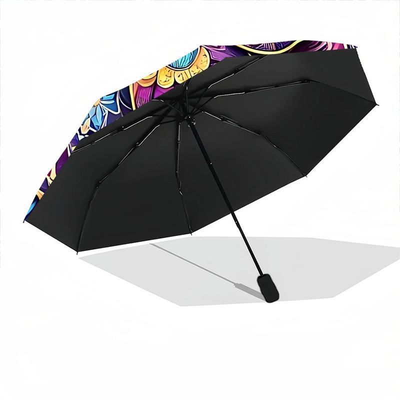 1pc Butterfly Mandala Artwork Auto-Fold Umbrella with One-Touch Open/Close - 8 Reinforced Ribs for Windproof Stability, yy251118156
