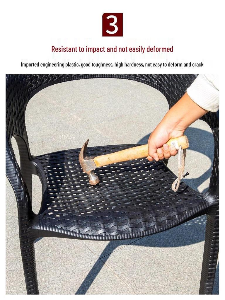 Outdoor Rattan-Style Plastic Chair with Thick Backrest for Garden, Courtyard, or Milk Tea Shop