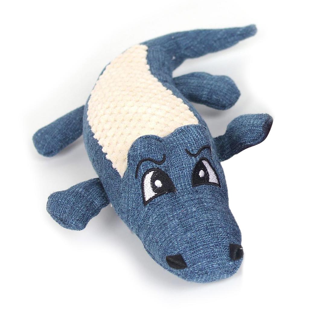 Plush Squeaky Dog Toys Interactive Fun Cartoon Animal Shape Bite Resistance Teeth Grinding Stuffed Plush Puppy Toys Blue