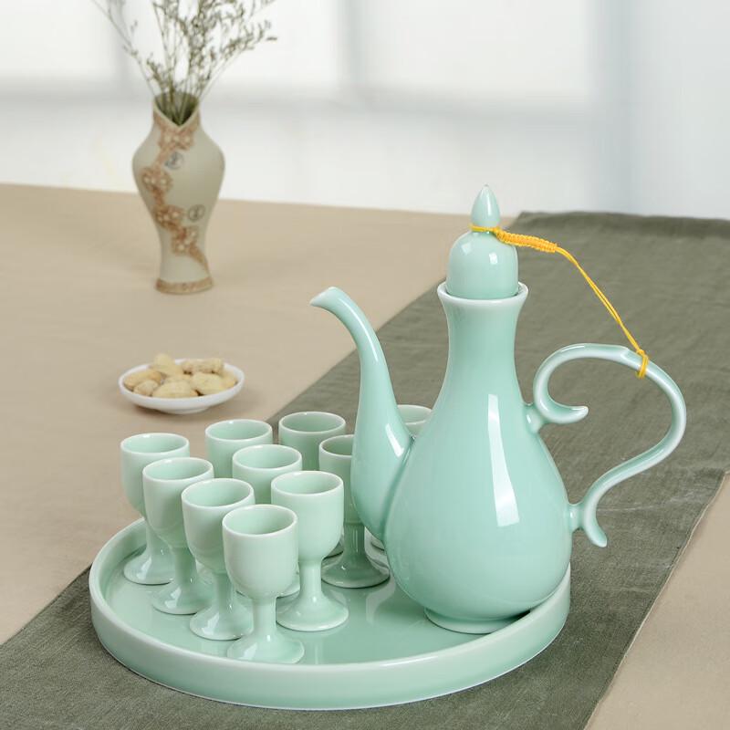 

Сливовый Зеленый Керамический Набор для Вина с Павлином