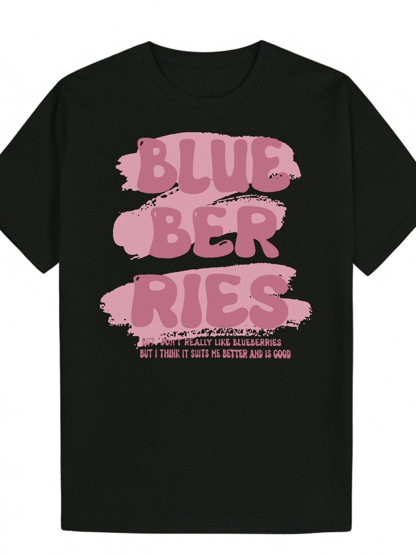 

Graphic T-shirt - Black with Pink Letter Print Blueberries Better Design S