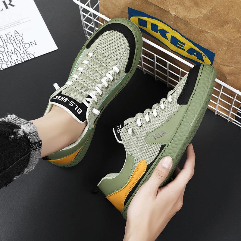 Men'S Shoes Mesh Breathable Flat Bottom Comfortable Trendy Shoes Manufacturers Low-Top Lace-Up Lightweight Casual Board Shoes