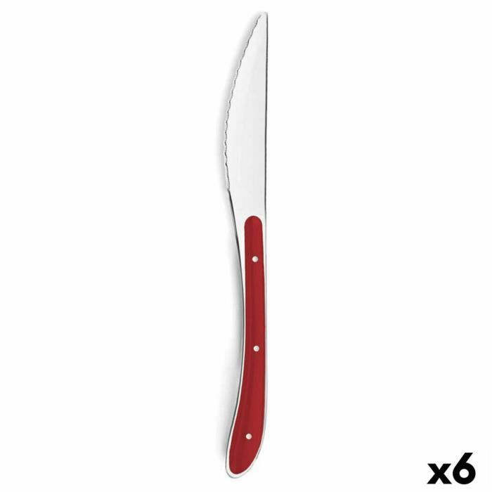 Couteau De Table Amefa Bistro Métal Rouge Bicolore (23 Cm) (Pack 6x)