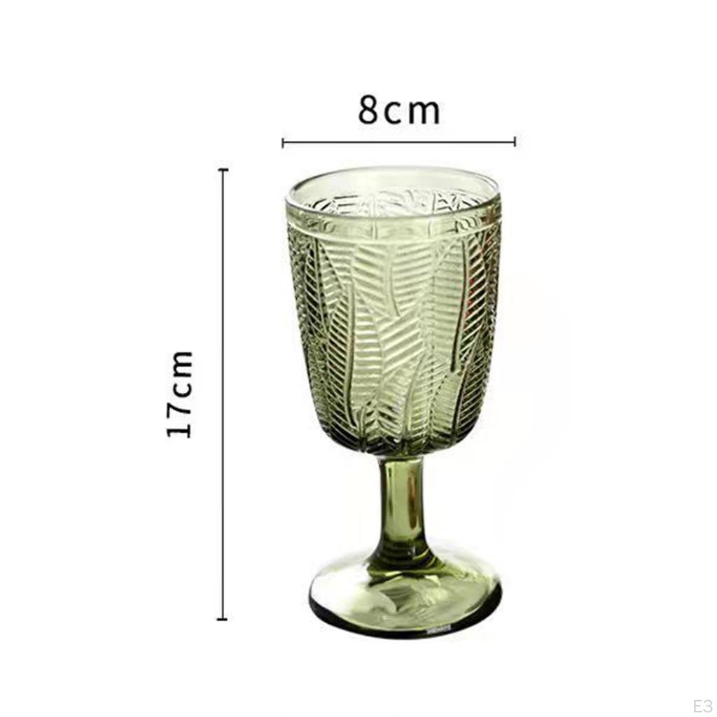 Glass Goblet Champagne Tumbler Beverage Glasses Liqueur Cup Embossment Leaf Texture Retro for
