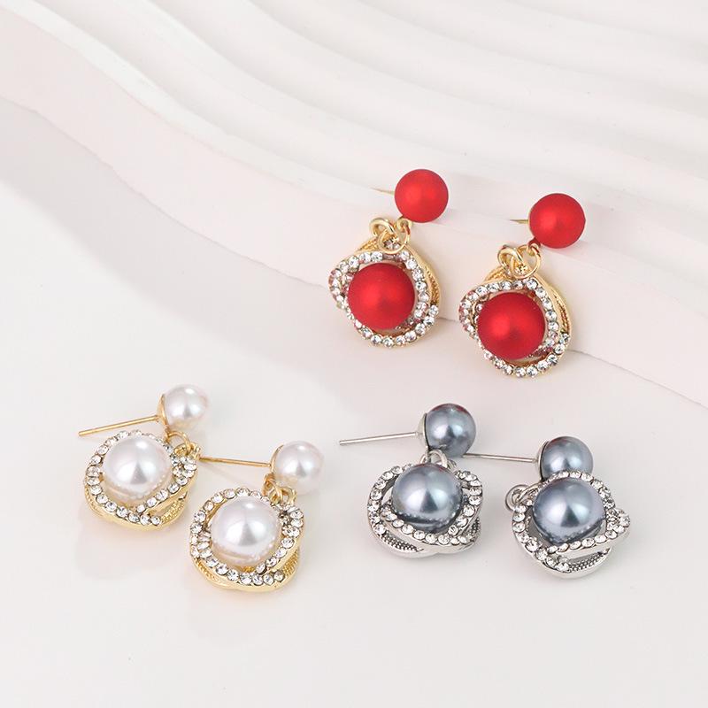 Korean Luxury Pearl & Diamond-Inspired Jewelry Set: Necklace, Earrings, Ring